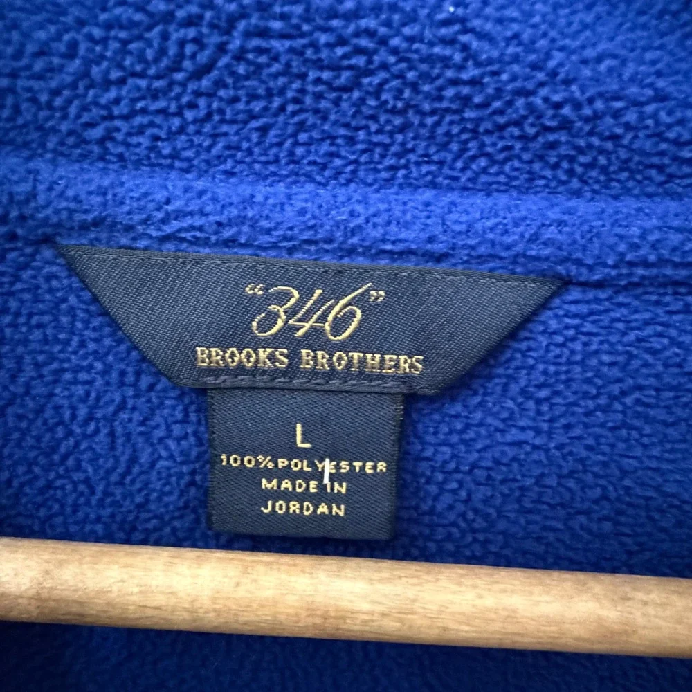 Brooks Brothers 346 Fleece Quarter‎ Zip Pullover Large Black Blue Logo